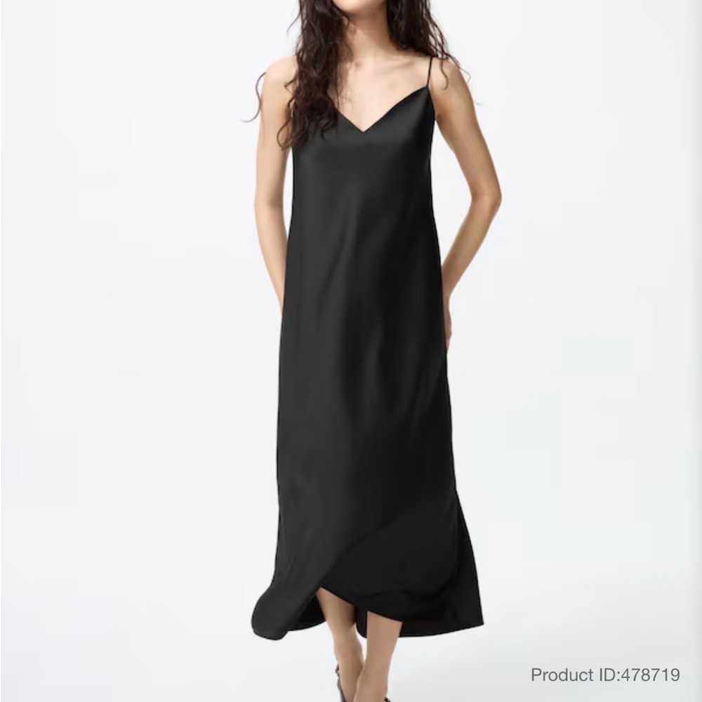 Uniqlo Satin Camisole Dress | Black Slipdress | Size XS